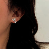 Sterling Silver Zircon Butterfly Stud Earrings - elegant Butterfly Stud Earrings