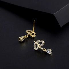 Model showcasing the dangle and style of the Sterling Silver Zircon Cloud Lightning Earrings