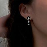 Sterling Silver Zircon Daisy Flower Earrings - elegant Daisy Dangle Earrings