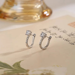 Angled view of the Sterling Silver Zircon Diamond Earrings