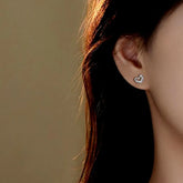Sterling Silver Zircon Diamond Heart Stud Earrings - elegant Zircon Heart Studs