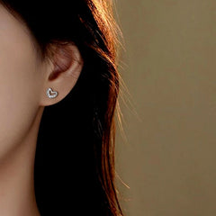 Close-up detail of the sparkling zircons and plating on the Zircon Heart Studs