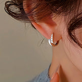 Sterling Silver Zircon Diamond Hoop Earrings - elegant Zircon Hoop Earrings