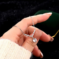 Detailed view of the Sterling Silver Zircon Diamond Necklace chain and pendant