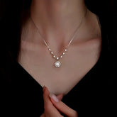Sterling Silver Zircon Diamond Sugar Cube Necklace - beautiful Sugar Cube Necklace