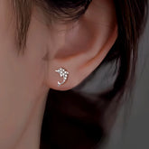 Sterling Silver Zircon Dolphin Studs - elegant Zircon Dolphin Studs