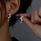 Sterling Silver Zircon Five-Pointed Star Earrings - elegant Five-Pointed Star Earrings
