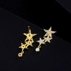 Angled view of the Sterling Silver Zircon Five-Pointed Star Earrings