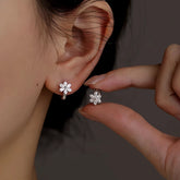 Sterling Silver Zircon Flower Hoop Earrings - elegant Flower Hoop Earrings