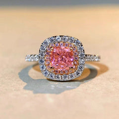 Sterling Silver Zircon Full Diamond Rings worn on the hand to show its beautiful fit and design