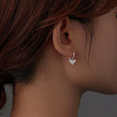 Sterling Silver Zircon Heart Earrings - elegant Zircon Heart Dangle Earrings