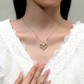 Sterling Silver Zircon Heart Flower Necklace - beautiful Heart Flower Necklace