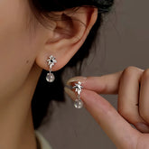 Sterling Silver Zircon Maple Leaf Earrings - elegant Maple Leaf Earrings