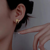 Sterling Silver Zircon Rose Stud Earrings - elegant Zircon Rose Studs
