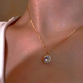 Sterling Silver Zircon Single Diamond Necklace - beautiful Zircon Solitaire Necklace