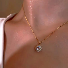 Sterling Silver Zircon Single Diamond Necklace - beautiful Zircon Solitaire Necklace