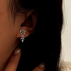 Sterling Silver Zircon Small Fragrance Style Flower Earrings - elegant Zircon Flower Earrings