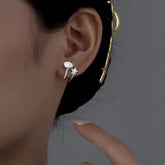Sterling Silver Zircon Starfish Shell Stud Earrings - elegant Starfish Stud Earrings