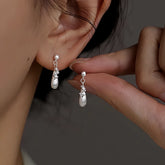 Sterling Silver Zircon Water Drop Earrings - elegant Water Drop Earrings