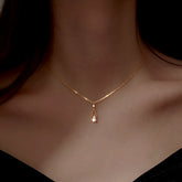 Sterling Silver Zircon Water Drop Necklace - beautiful Water Drop Necklace