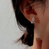 Sterling Silver Zircon Wheat Stud Earrings - elegant Wheat Stud Earrings