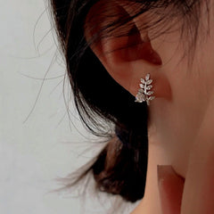Sterling Silver Zircon Wheat Stud Earrings - elegant Wheat Stud Earrings