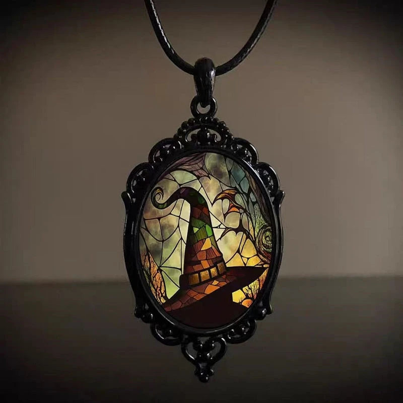 Close-up of the pendant and clasp on the Witch Pendant Necklace