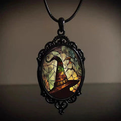 Close-up of the pendant and clasp on the Witch Pendant Necklace
