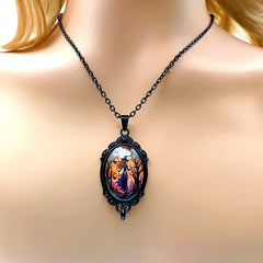 Styling the Witch Halloween Pendant Necklaces with a beautiful outfit