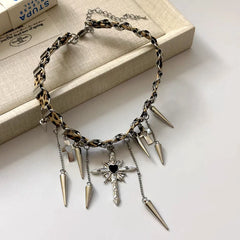 Close-up of the pendant and clasp on the Leopard Cross Choker