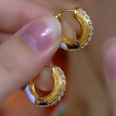 14K Gold-Plated Exquisite Zircon Hoop Earrings - elegant Exquisite Zircon Hoop Earrings