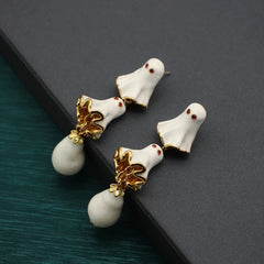 Halloween 14K Gold-Plated White Ghost Earrings - elegant Ghost Earrings