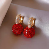 Elegant and Exquisite Stylish red diamond ball earrings