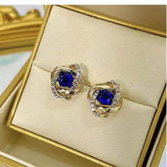 레드 크리스탈 & 다이아몬드 헤일로 스터드