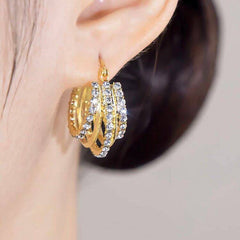 Luxury Triple Layer CZ Hoop Earrings