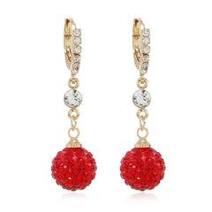 Red Ball & Diamond Bow Earrings