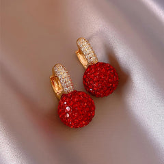Elegant and Exquisite Stylish red diamond ball earrings