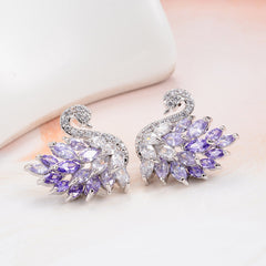 Ella Earrings - Zircon Swan Studs
