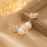 Exquisite and Elegant Zircon Leaf Earrings