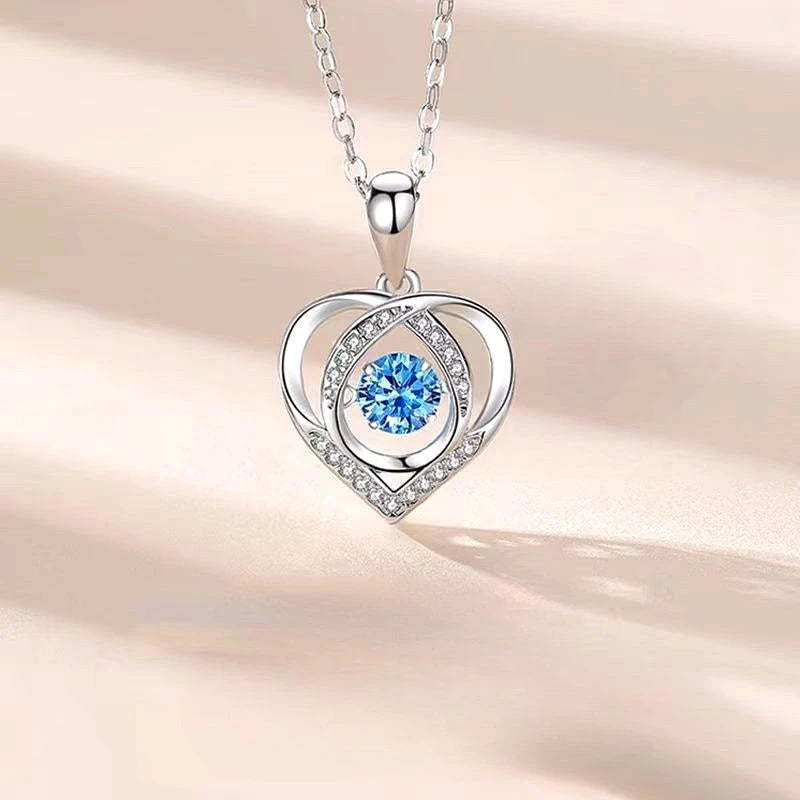 Detailed view of the Sterling Silver Luxury Dynamic Heart Necklace chain and pendant