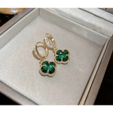 Low-key Emerald Four-leaf Clover Earrings