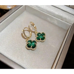 Low-key Emerald Four-leaf Clover Earrings