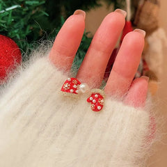 Close-up detail of the sparkling zircons and plating on the Christmas Stud Earrings