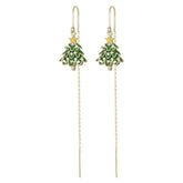 14K Gold Plated Christmas Tree Threader Earrings - elegant christmas tree earrings