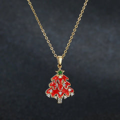 Angled view of the 18K Gold Plated Luxury Christmas Tree Earrings