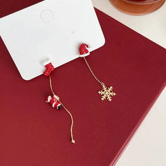 Silver Post Christmas Santa Claus Earrings - elegant Santa Claus Earrings