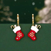 14K Gold Plated Christmas Socks Earrings - elegant christmas earrings