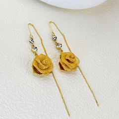 Close-up detail of the sparkling zircons and plating on the Rose Threader Earrings