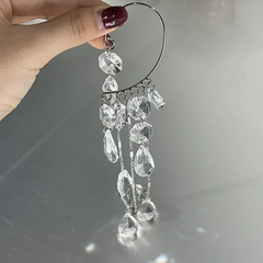 Model showcasing the dangle and style of the 14K Gold-Plated Luxury Zircon Diamond Water Drop Ear Cuff ( 1 PCS )