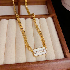 Detailed view of the 14K Gold-Plated Elegant Letter Square Necklace chain and pendant